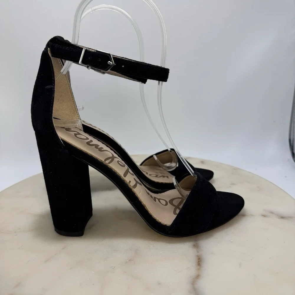 Sam Edelman Yaro Block Heel Sandal Black Suede, Size 6M